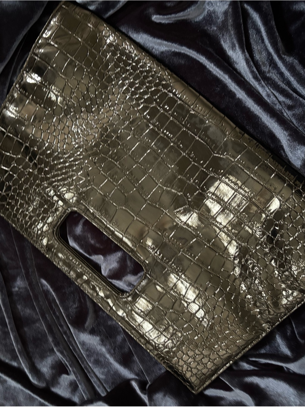 Black Crocodile Clutch